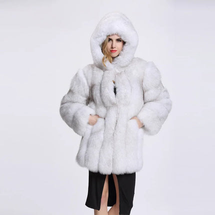 ZADORIN Hooded Fluffy Faux Fur Coat Winter Jacket Women Fashion Thick Warm Faux Fur Jackets Coats Woman Clothing Outerwears