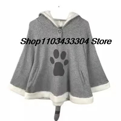 DTR Totoro cosplay sweater Kawaii Hoodie Sweatshirt My Neighbor Coat Fleece Overcoat With Ears Harajuku Cute Jackets ChristmaDTR