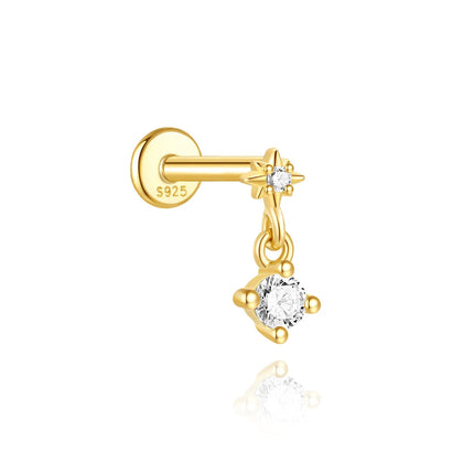 AIDE Heart Round Ball Flat Helix Piercing Earring 925 Sterling Silver Ear Studs Geometric Zircon Exquisite Trinket Studs Aretes PlatiNum