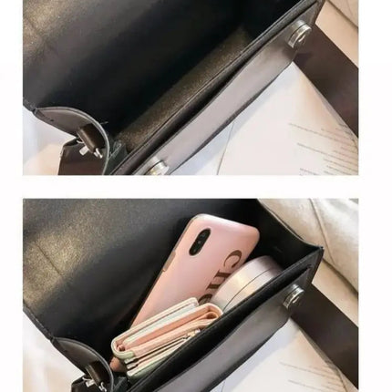 Classic Designer PU Leather Crossbody Bag for Women Travel Handle Handbag Fashion Shoulder Messenger Bag Ladies Small Flap Bag PlatiNum