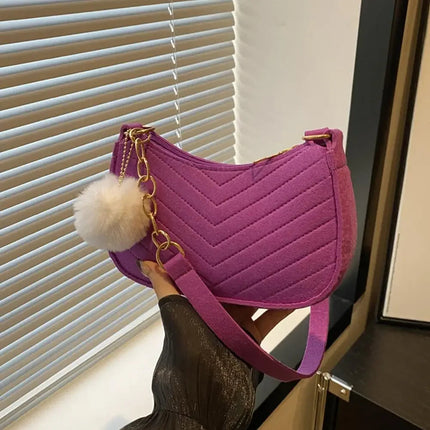 Mini Women Shoulder Bags Fashion Felt Women's Bag Design Advanced Underarm Handbags Mini Saddle Bag PlatiNum