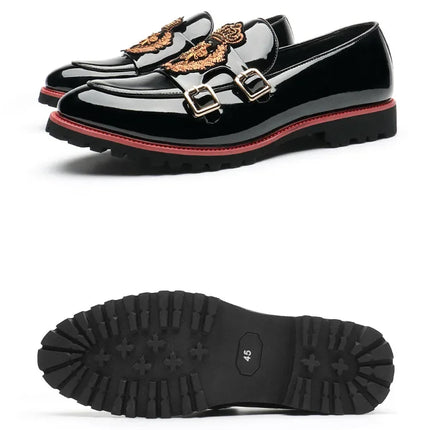 Scarpe in pelle di lusso per uomo Moda ricamo Uomo Scarpe da monaco stile britannico Mocassini di alta qualità Scarpe da uomo d'affari casual 2025