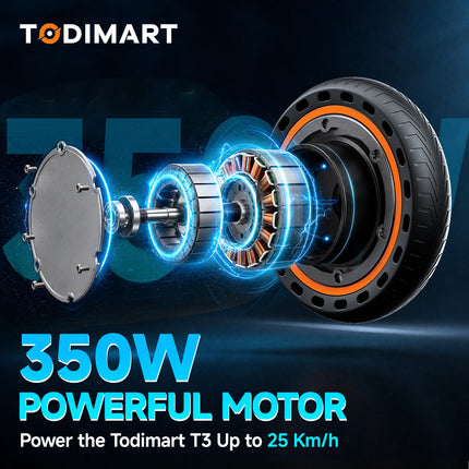 Monopattino Elettrico Todimart T3 con Motore da 350W, Cruise Control, Autonomia 25-30KM, Pneumatici da 8.5 Pollici, 3 Modalità di Velocità, Sistema di Frenatura Doppio, E-Scooter Veloce per Adulti e Adolescenti