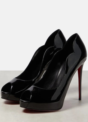 New Women's Open Toed Patent Leather  High Heels Shoes Ladies  Slim High Heels Fishmouth Shoes Sexy Party Shoes PlatiNum