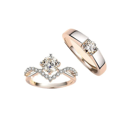 Anelli di Lusso con Zirconi per Coppie, Regolabili, per Donne e Uomini, Gioielli Delicati per Matrimonio, Anniversario, Fidanzamento, Idee Regalo PlatiNum