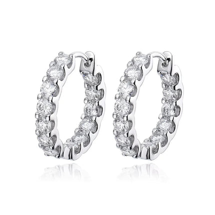 KNOBSPIN 2.6ct D Color Moissanite Earring 925 Sterling Sliver Plated White Gold Hoop Earring for Women Wedding Party Jewelry PlatiNum