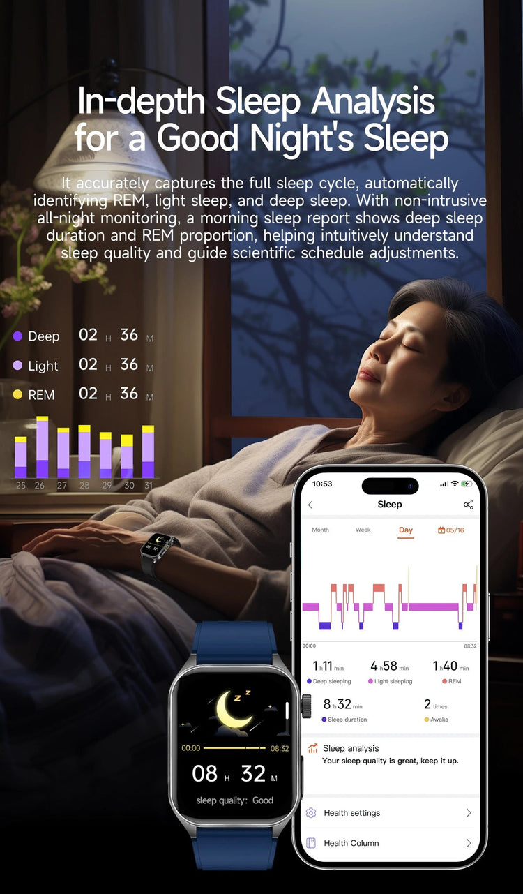 2025 Trattamento laser Tre Smartwatch alti 1.95 "Schermo curvo in zaffiro ECG + PPG Grasso nel sangue Acido urico Diagnosi salute Smartwatch platinumshop
