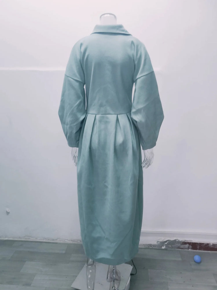 European American Retro Court Style Wool Coat, Long Length with Big Lapel & Lantern Sleeves, New Autumn Winter Outerwear