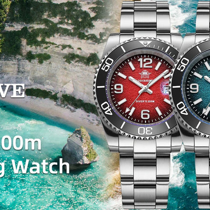 ADDIESDIVE 48mm Diver Watch Fashion Gradient Color Rotatable Bezel Quartz Watches Luminous 200m Waterproof Stainless Men's Watch