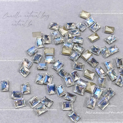50pcs/bag Ice Sugar Rectangular Pointed Nail Art Jewelry Right Angle Nail Diamond Sugar Diamond Super Flash Nail Jewelry 6mmx8mm