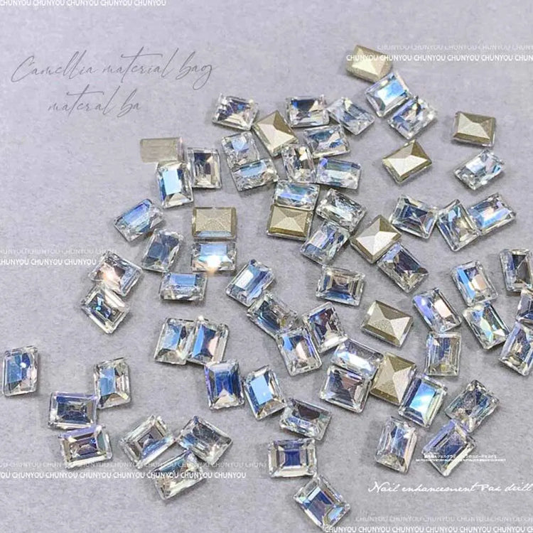 50pcs/bag Ice Sugar Rectangular Pointed Nail Art Jewelry Right Angle Nail Diamond Sugar Diamond Super Flash Nail Jewelry 6mmx8mm