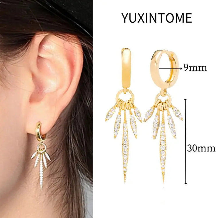 White Color Zircon Hoop Earrings 925 Sterling Silver Needle Cross/Star/Flower/Water Drop Pendant Gold Earrings Luxury Jewelry PlatiNum