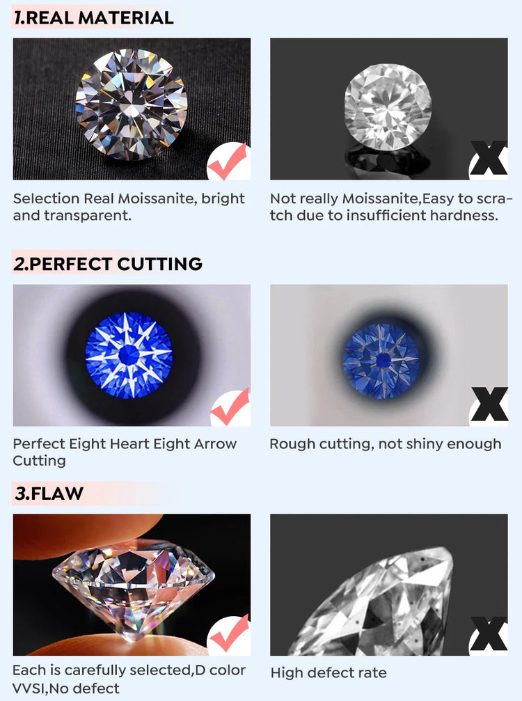 KNB Real 0.5-1ct Moissanite Diamond Round Stud Earrings for Women 925 Sterling Silver Wedding Earring Luxury Fine Jewelry Gifts PlatiNum