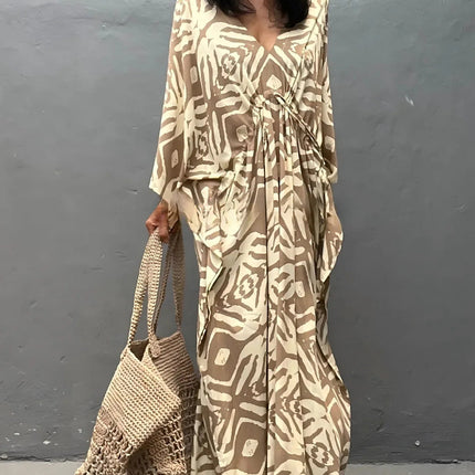 Abiti caftano da donna con scollo a V, costume da bagno estivo, copricostume caftano, abiti da spiaggia maxi taglie forti platinumshop