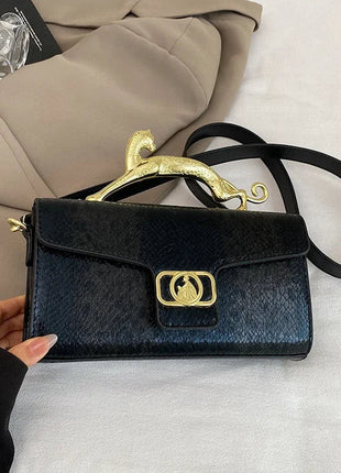 New Ladies Metal Buckle Simple Fashion Shoulder Bag Party Commuting Bag Women Luxury Brand Design PU Leather Bag PlatiNum