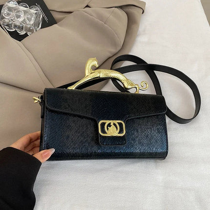 New Ladies Metal Buckle Simple Fashion Shoulder Bag Party Commuting Bag Women Luxury Brand Design PU Leather Bag PlatiNum