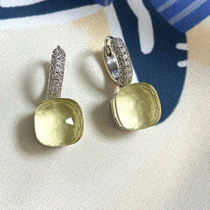Classic Candy Color Earrings Inlay Transparent Zircon 27Colors Crystal Earrings Platinum Plated Fashion Jewelry For Women PlatiNum