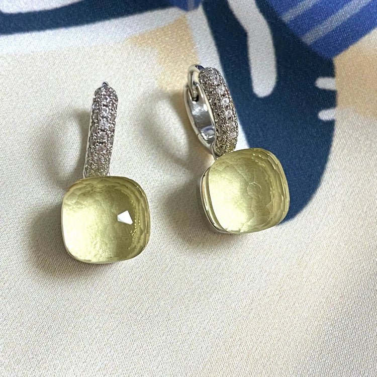 Classic Candy Color Earrings Inlay Transparent Zircon 27Colors Crystal Earrings Platinum Plated Fashion Jewelry For Women PlatiNum