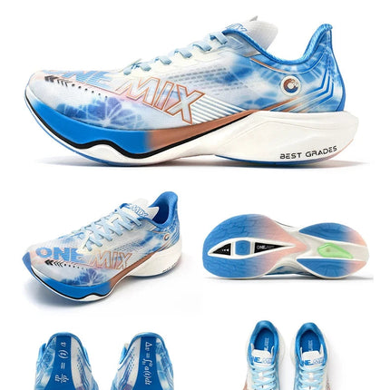Scarpe da Corsa ONEMIX Marathon con Piastra in Carbonio, Supporto Professionale Stabile, Ammortizzazione, Ultra-leggere e Reattive per Uomo PlatiNum