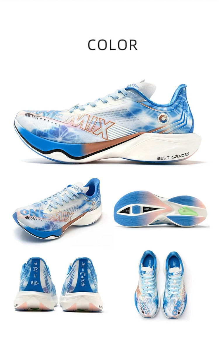 Scarpe da Corsa ONEMIX Marathon con Piastra in Carbonio, Supporto Professionale Stabile, Ammortizzazione, Ultra-leggere e Reattive per Uomo PlatiNum