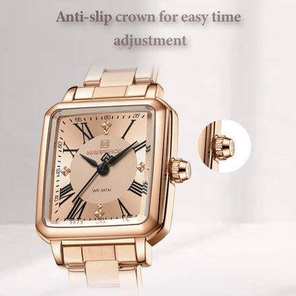 NAVIFORCE Orologio da donna alla moda per donna Orologio da polso da donna casual impermeabile al quarzo in acciaio inossidabile da regalare alla fidanzata 2025 platinumshop