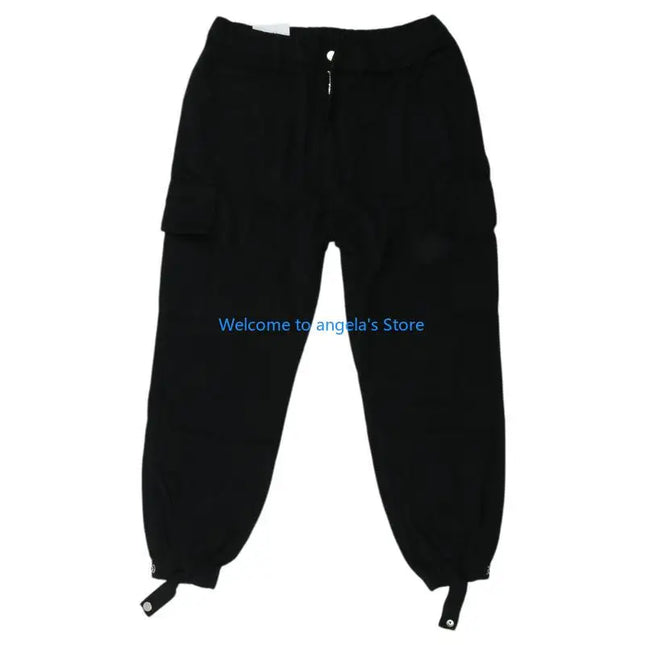 X4YC Womens Elastic High Waist Loose Cargo Jogger Jeans Pant with Side Flap Pockets