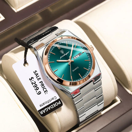 POEDAGAR Orologi da uomo di lusso Impermeabile luminoso Data Settimana Orologio da uomo in acciaio inossidabile Moda casual Orologio da polso da uomo al quarzo Reloj platinumshop