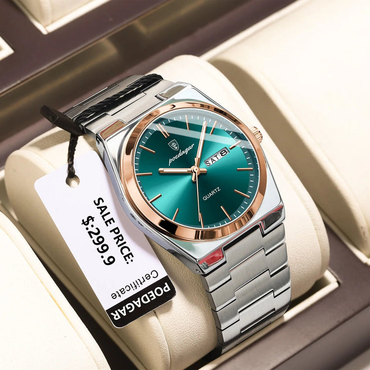 POEDAGAR Orologi da uomo di lusso Impermeabile luminoso Data Settimana Orologio da uomo in acciaio inossidabile Moda casual Orologio da polso da uomo al quarzo Reloj platinumshop