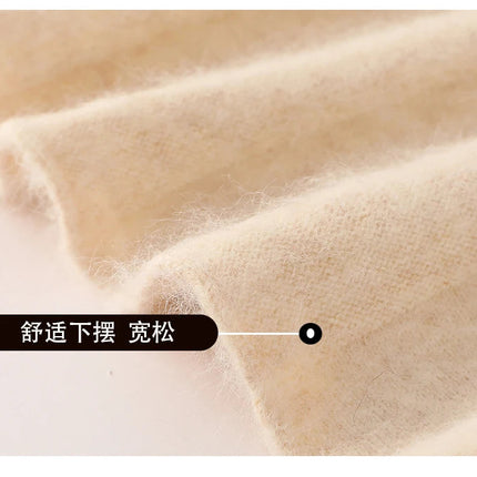 Autumn And Winter Fashion Mink Cashmere Mid Length High Waist Skirt For Women, Knitted Umbrella Skirt, Fashionable Pleated Skirt PlatiNum