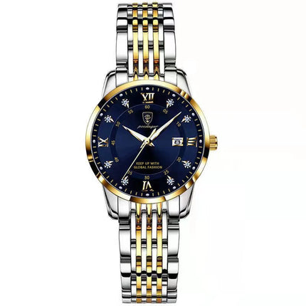 POEDAGAR Orologio da donna di lusso Orologio da donna impermeabile in acciaio inossidabile con data luminosa Orologi al quarzo da donna semplici e casual alla moda platinumshop