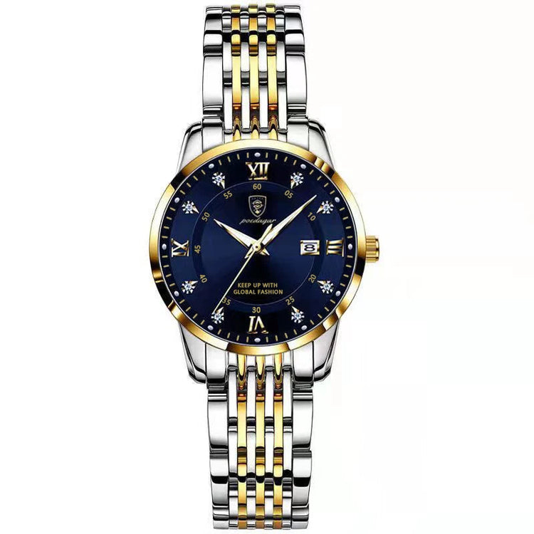 POEDAGAR Orologio da donna di lusso Orologio da donna impermeabile in acciaio inossidabile con data luminosa Orologi al quarzo da donna semplici e casual alla moda platinumshop