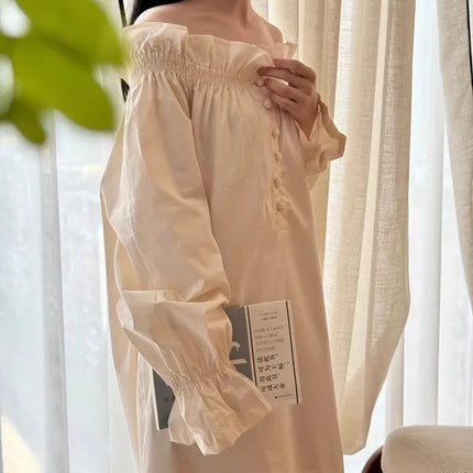 Camicia da notte lunga in cotone stile retrò, pigiama sexy da donna, vestaglia da mattina in stile principessa, loungewear.