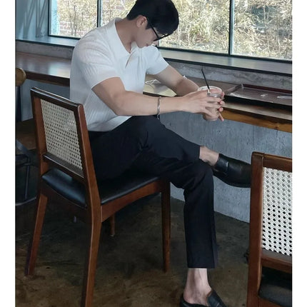 Men's Slim Fit Solid Color Stretchy Polo Shirt Sexy Fashion Trendy Cotton Casual Top Comfortable Elastic Summer Clothes