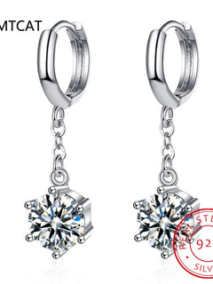 1CT Moissanite Long Drop Earrings For Women 925 Sterling Silver Brilliant Lab Diamond Brides Bridesm