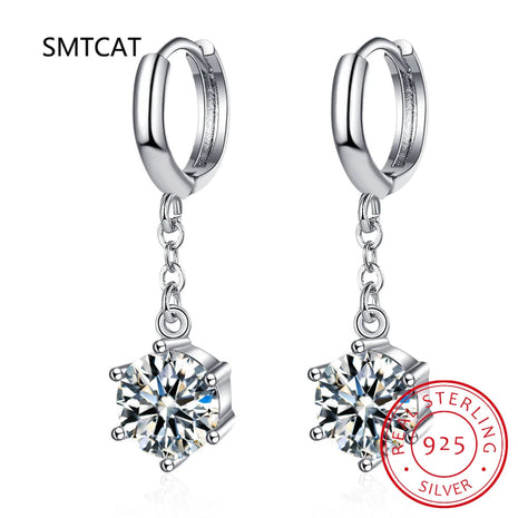 1CT Moissanite Long Drop Earrings For Women 925 Sterling Silver Brilliant Lab Diamond Brides Bridesmaid Dangling Earrings PlatiNum