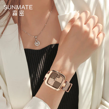 Elegante orologio da donna con movimento al quarzo in stile minimalista nordico ultrasottile con cinturino in vera pelle alla moda e confezione regalo platinumshop