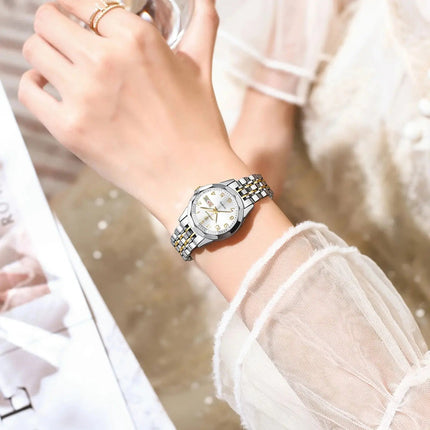 POEDAGAR elegante orologio da polso da donna al quarzo impermeabile luminoso data settimana orologio da donna orologi da donna casual in acciaio inossidabile reloj platinumshop