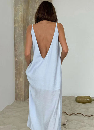 HiLoc Abito lungo bianco allentato casual Robe 2025 Nuovi abiti estivi con scollo a V per le donne Primavera senza maniche Vestaglie dritte Camicia da notte