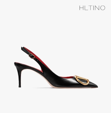 HLTINO Fahion Slingback Nero Comode Scarpe Estive da Donna Sandali con Tacco Alto 2025 Tendenza per Abito da Festa di Nozze