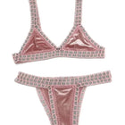 2024 Set bikini a triangolo fatto a mano all'uncinetto rosa donna costume da bagno in velluto nero costumi da bagno moda Boho Beachwear costume da bagno verde PlatiNum