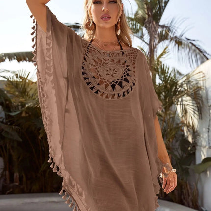 Grembiule da spiaggia allentato da donna con spalle scoperte, casual, per le vacanze, stile sexy, con nappa ritagliata, grembiule da spiaggia estivo da donna platinumshop