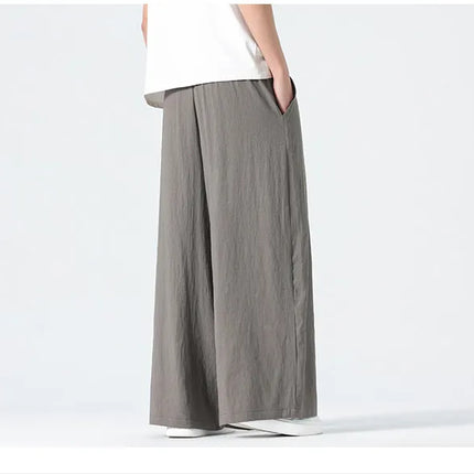 Pantaloni a gamba dritta da uomo in cotone e lino, stile retrò, larghi, leggeri, sottili, stile Nepal, comodi, stile Harajuku, taglie forti fino alla 5XL
