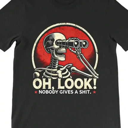 Black skeleton graphic short-sleeve T-shirt, versatile casual meme print funny graphic tee