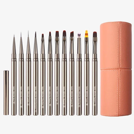 1/12Pcs Simple Nail Enhancement Brush Metal Handle Painting Drawing Flower Pen Edge Hook Uv Gel Nail Brush Nail Art Tools New