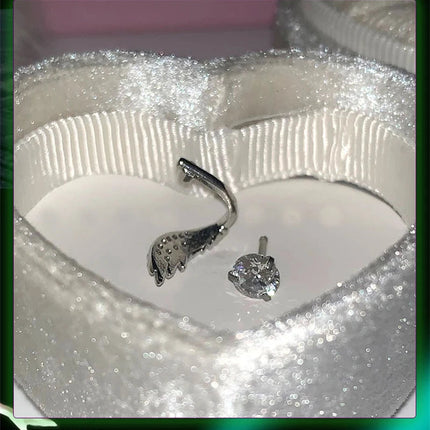 1pcs Silver Color Wing 316L Stainless Steel Ear Bone Nail for Women New Fashion Full of Rhinestone Earrings Accessories for Ear PlatiNum