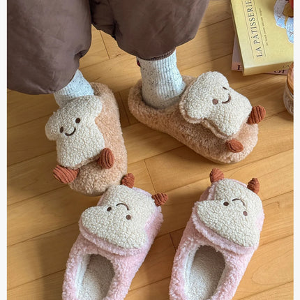 Plush Cotton Slippers Women Winter Indoor Home Shoes Anti-slip Thick Warm Cotton Shoes Cartoon Slippers Soft Comfortable Slipper