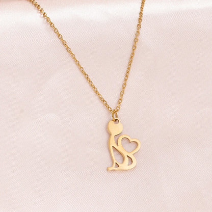 Collane in acciaio inossidabile Linea Cartoon Cat Pendenti Catena Girocollo Gioielli Collana di moda per gioielli da donna Regali per amici per feste