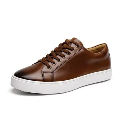 New Men Casual Sports Vulcanized Shoes Comfortable Fashionable Flat Heeled Leather Shoes Outdoor Driving Travel Brand Shoes Men