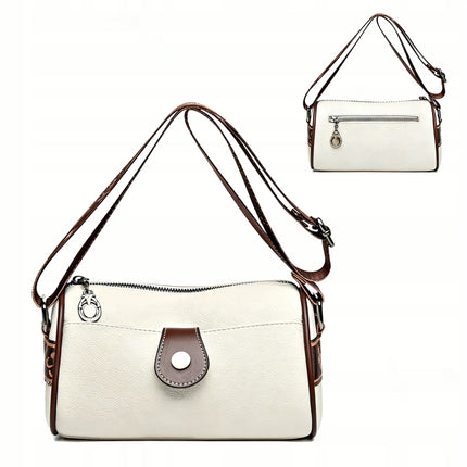 Borsa a Tracolla in Pelle Bianca 2-in-1 per Donne, Borsa a Tracolla Capiente con Tasca per Telefono, Elegante Borsa da Città