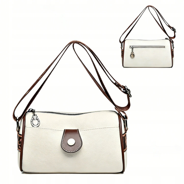 Borsa a Tracolla in Pelle Bianca 2-in-1 per Donne, Borsa a Tracolla Capiente con Tasca per Telefono, Elegante Borsa da Città
